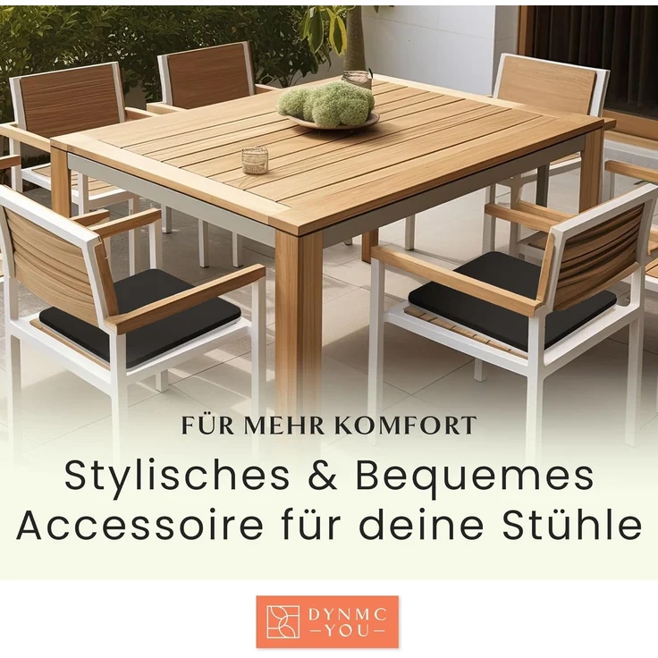 DYNMC you Sitzkissen Stuhlkissen 40x40 - Eckig Set Mittelhart, Sitzkissen Bank Memory Schaumstoff - Sitzpolster Stuhl – Bild 7