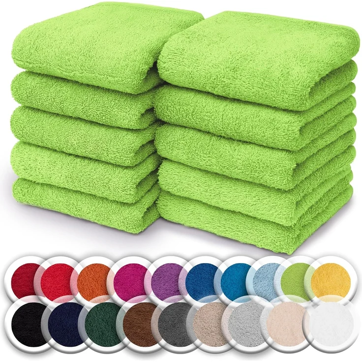 NatureMark 10er Pack Waschlappen | 100% Baumwolle | Frottier Seiflappen | Größe 30x30 cm | Frottee Seiftücher im 10er Pack Farbe: Apfel grün – Bild 1