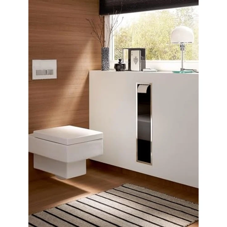 Emco Asis 150 Unterputz-WC-Papier-Modul, Badezimmerschrank mit Toilettenpapierhalter für unsichtbaren Stauraum, Hochschrank mit 2 Fächern aus Aluminium, optiwhite – Bild 6