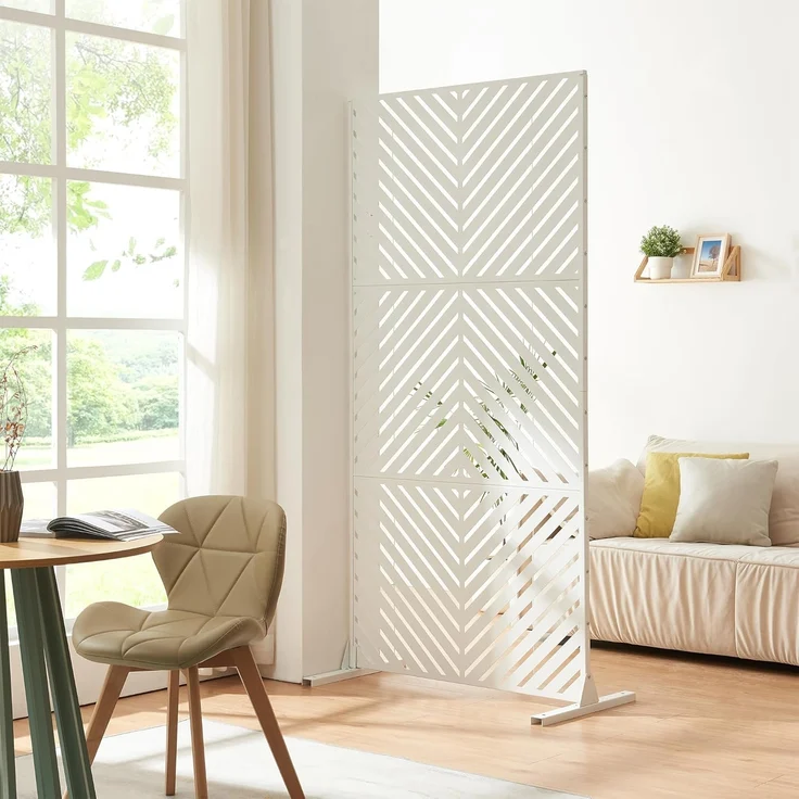 Indoor Trennwand Kekan Stahl 200x100x50 cm Weiß [casa. pro] – Bild 1