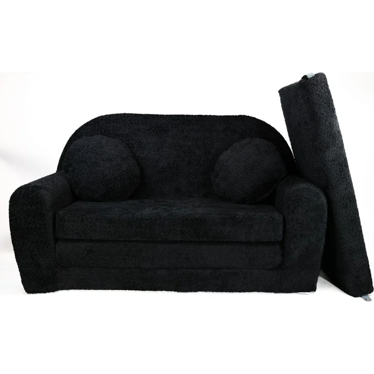 FORTISLINE Kindersofa Kindersofa aus Teddy-Stoff mit Verlängerung - Klappsofa, Spielsofa, ausklappbar – Bild 2