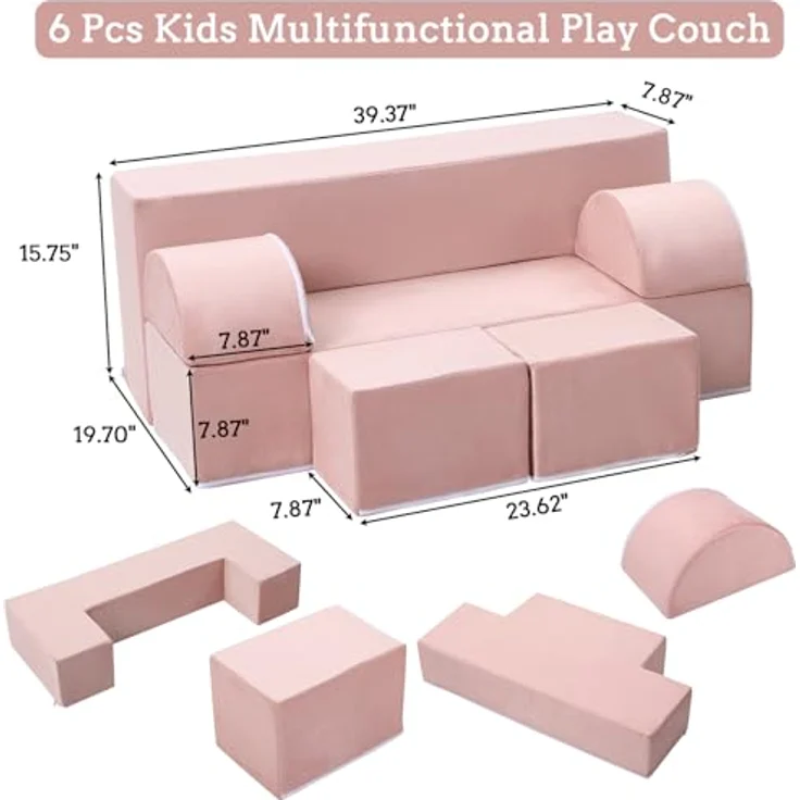 Kinderbett, Schlafsofa, ausziehbar mit 6 Modulen, Futon, faltbar, Möbel für Kinderzimmer, Schlafzimmer, Spielzimmer – Bild 3