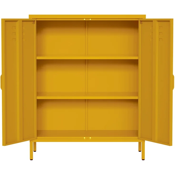 skølm 'Atria' Metallkommode, senfgelb, 100x38x80 cm, Metallschrank mit 3 Fächern – Bild 9