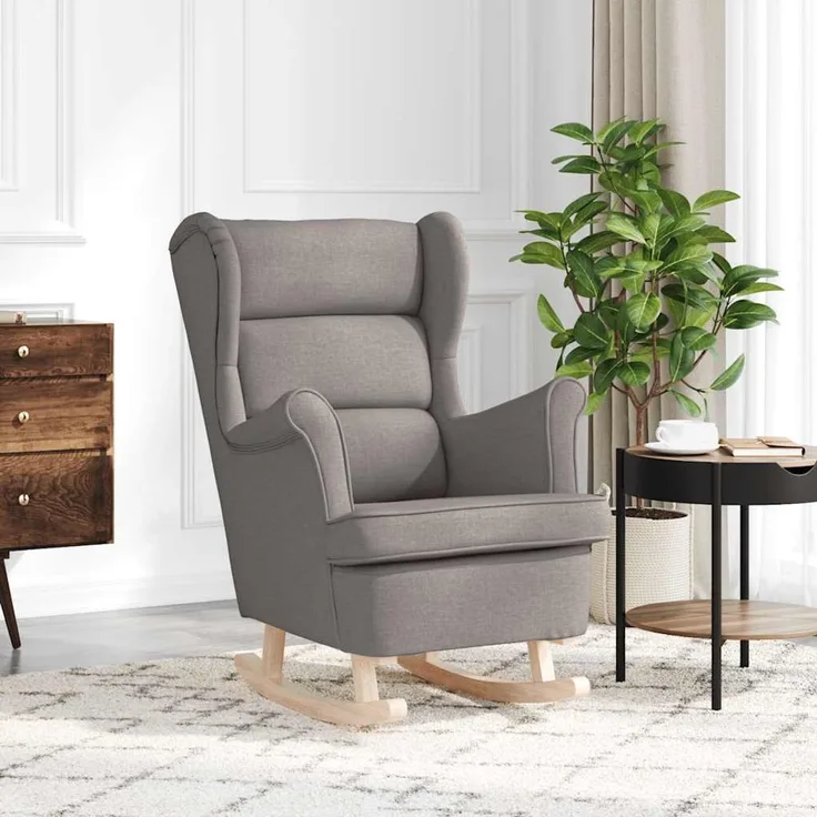 Schaukelsessel, Schaukelstuhl Taupe 74x90x102 cm Stoff