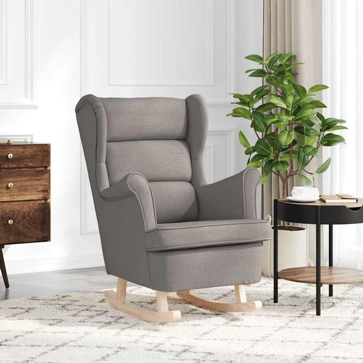 Schaukelsessel, Schaukelstuhl Taupe 74x90x102 cm Stoff – Bild 1