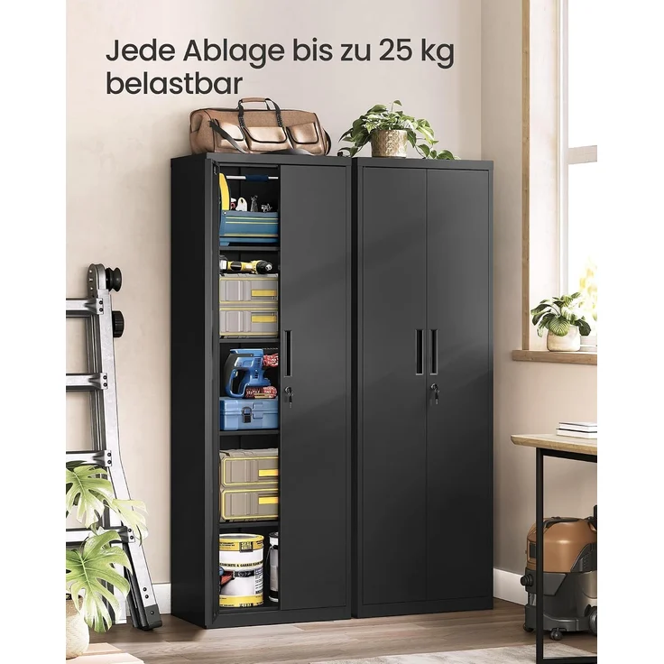 Songmics Aktenschrank mit 5 Ebenen, Stahl schwarz, 60 x 40 x 180 cm – Bild 4