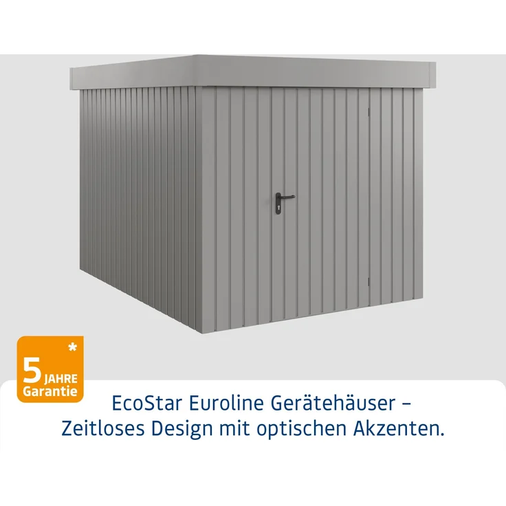 Hörmann Ecostar Metall-Gerätehaus "Euroline Trend" mit Flachdach EFD 6, graualuminium, 214 x 262 cm,1-flüglige Tür – Bild 2