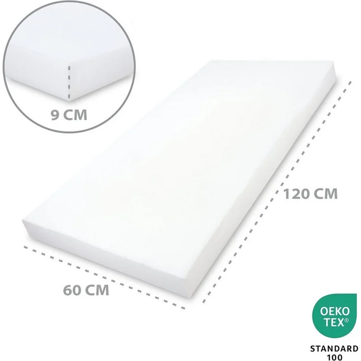 Matratze Kinderbett Schaumstoff Babymatratze 60x120 cm - Schaumstoffmatratze für Reisebett Babybett und Gitterbett Schaumstoffplatte Kinderbettmatratze ohne Bezug Oeko-Tex-Zertifikat 60x120 – Bild 2