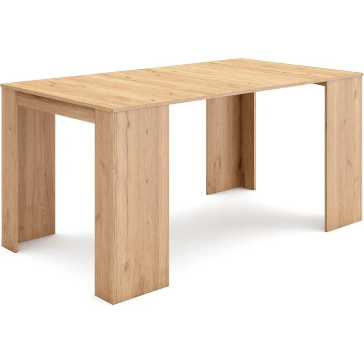 Skraut Home | Ausziehbarertisch | Multifunktionaler ausziehbarer | 160 | Für 8 Gäste | Esszimmertische | Moderner Stil | Eiche