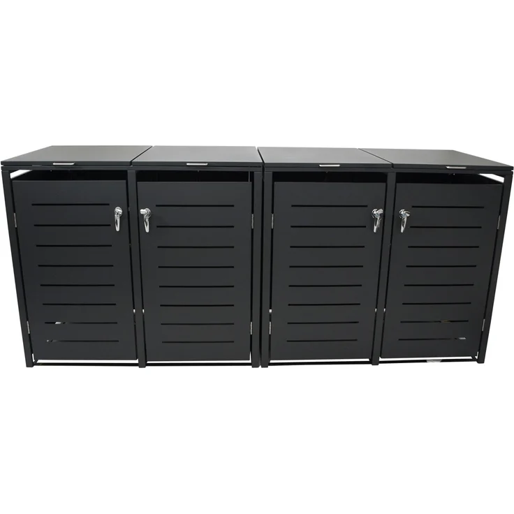 DEGAMO KÖLN Mülltonnenbox 4-er, Stahl verzinkt, anthrazit, 264x80x116cm für 4x Tonnen bis 240 Liter – Bild 2