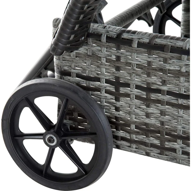 Outsunny Gartenlounge-Set 3er-Set, Polyrattan+Metall, (Liege, 3-tlg, Sonnenliege), Stabile Bauweise, Für Outdoor gemacht – Bild 9