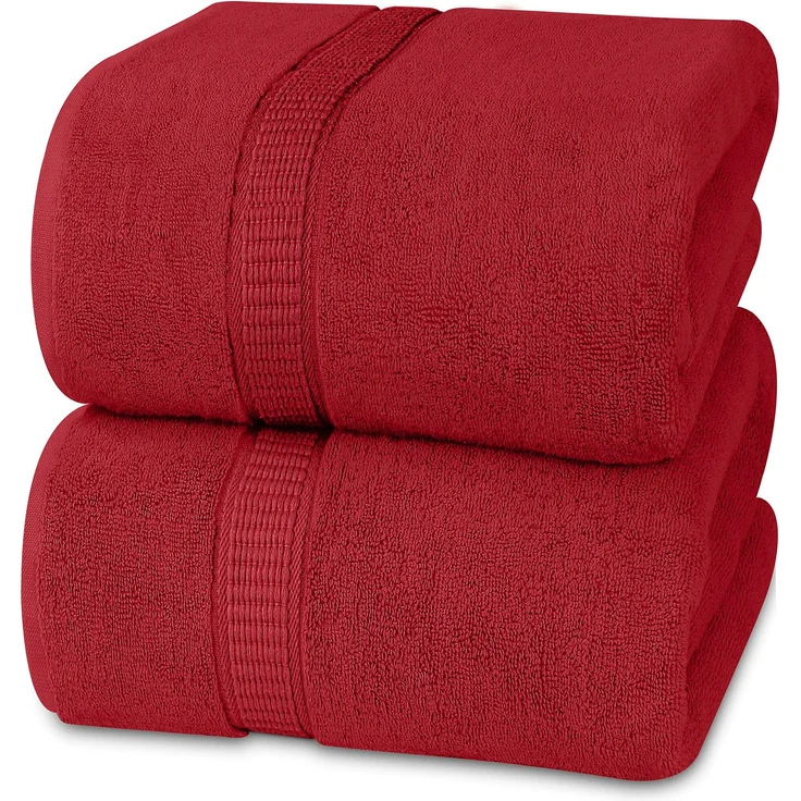 Utopia Towels 2er Badetücher Duschtücher Groß Baumwolle 90 x 180 cm Rot | mit Aufhänger, Saunatücher, Badehandtücher Groß