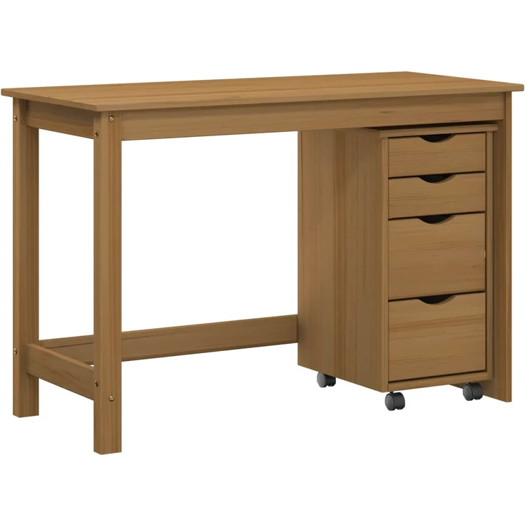 vidaXL Desk und Rolling Cabinet Set MOSS 2 pcs Honigbraun 3438790 – Bild 2