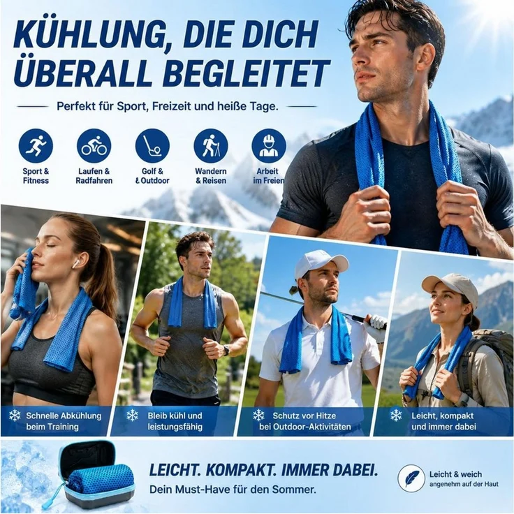 Diwzbyn Sporthandtuch 3 Stück Kühlendes Handtuch Kühlhandtuch Cooling Towel Kühlendes, Handtuch Kühltücher Sporthandtuch Kühlende Handtücher Fitness – Bild 3