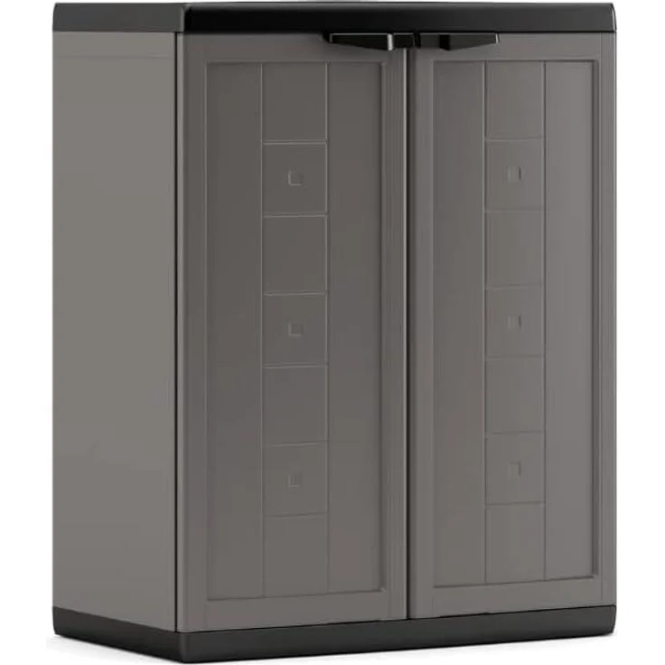 Kis Kunststoffschrank "Jolly" niedrig, dunkelgrau/schwarz – Bild 1