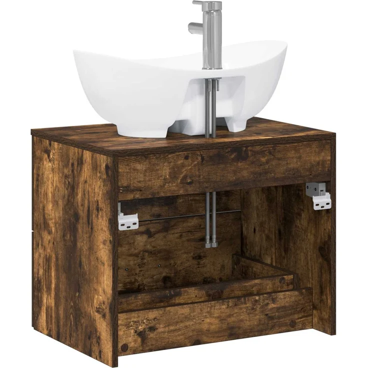 vidaXL Waschbeckenschrank Geräucherte Eiche 62,5 x 44,5 x 80 cm 3404402 – Bild 7