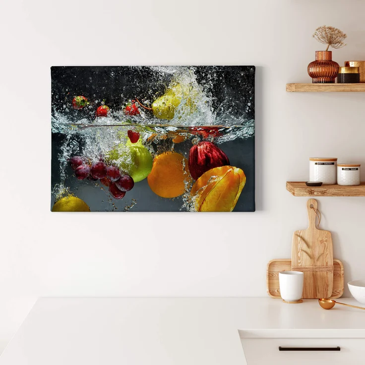 Obst Leinwandbild Orange Gelb 70x50 DD123051 Keilrahmenbild Wandbild Leinwand – Bild 2