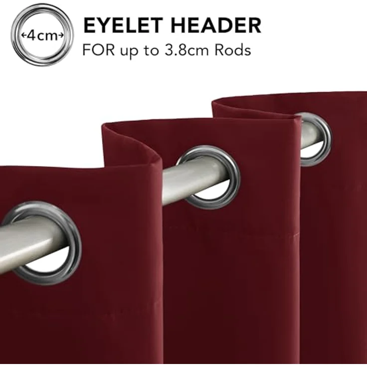 Deconovo Vorhänge Verdunkelungsvorhang Ösen Gardinen Wohnzimmer Thermo Vorhang Blickdicht Gardinen, 180x140 cm(HöhexBreite), Rot, 2er Set – Bild 7