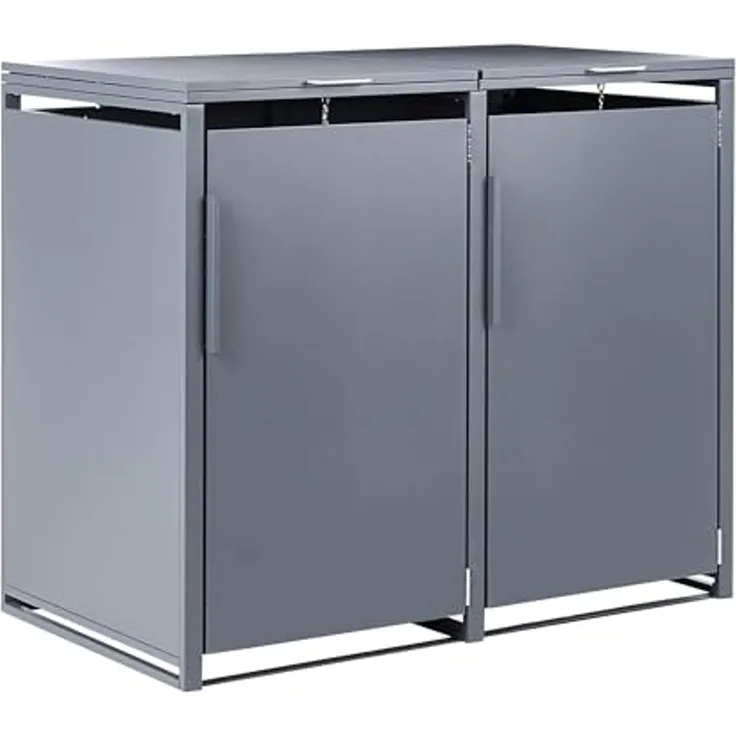 Mülltonnenbox 480 L PIACENZA Doppelt Metall Dunkelgrau