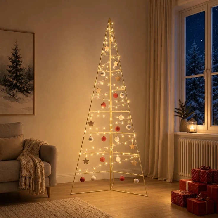 vidaXL Metall Weihnachtsbaum KUOPIO 210 cm Stahl Gold 42053861 – Bild 3