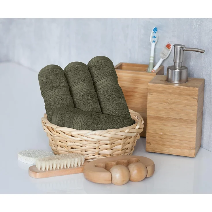Utopia Towels 8-teiliges Premium-Handtuch-Set, 2 Badetücher, 2 Handtücher und 4 Waschlappen, 600 g/m², 100% ringgesponnene Baumwolle, Fitnessstudio, Hotel und Spa (Dusty Olive) – Bild 8