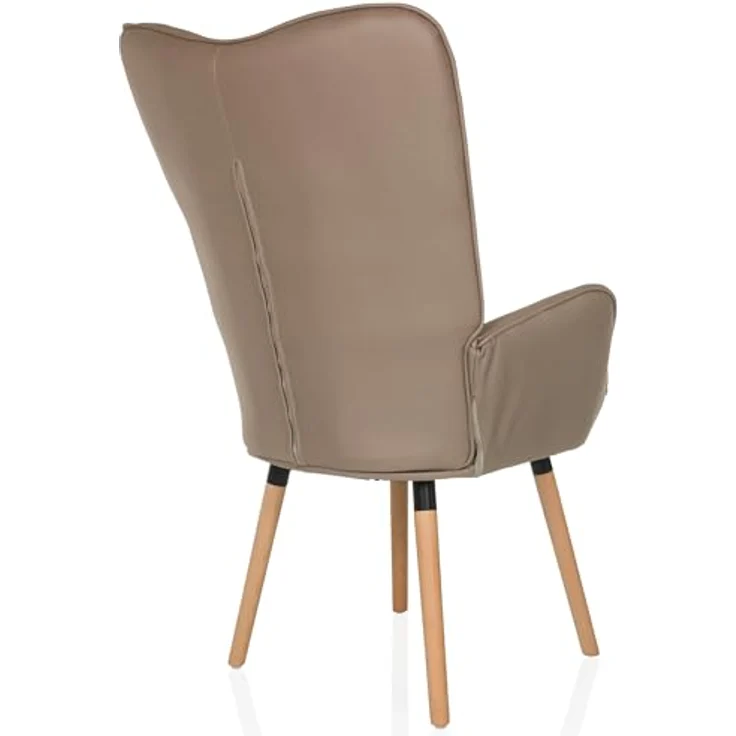 hjh LIVING Ohrensessel in Velour-Optik HAVENIO I Sessel für Wohnzimmer Schlafzimmer, Polsterstuhl mit Holzbeinen, Stoff Braun – Bild 7