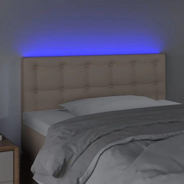 vidaXL LED Kopfteil Cappuccino-Braun 100x5x78/88 cm Kunstleder 3121701 – Bild 3