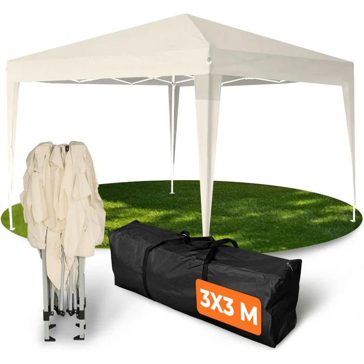 Faltpavillon 3x3 m - wasserdicht - ohne Seitenteile, champagner – Bild 1