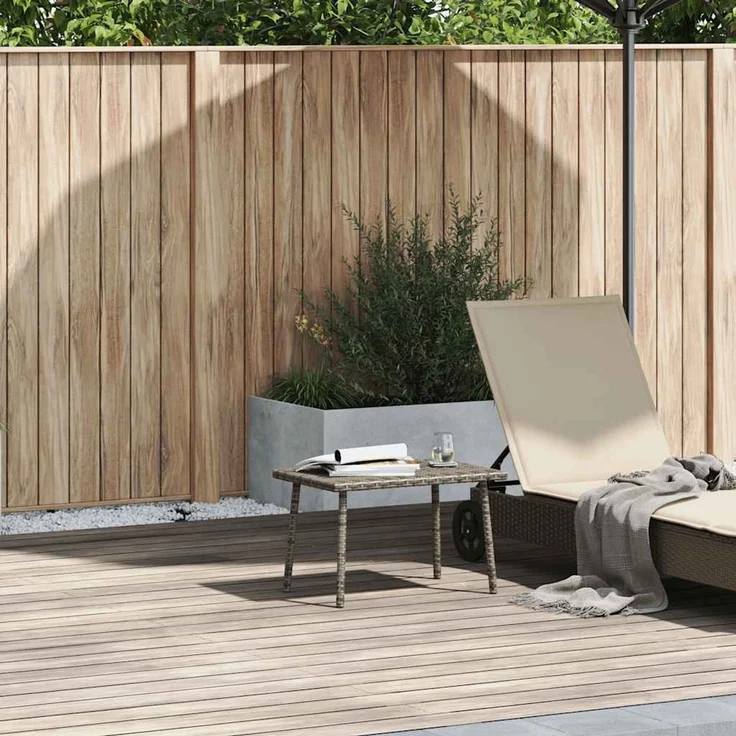 Garten-Couchtisch Terrassentisch, Rechteckig Grau 60x40x37 cm Poly Rattan d5195e – Bild 2