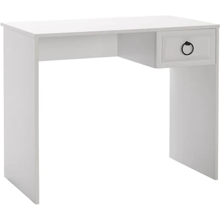 Modern Study Desk, White, 90 x 75 x 51 cm | 100% Melamine Coated Particle Board, 16 mm Thickness | Features Multiple Shelves & Drawer, Stylish & Functional – Bild 3