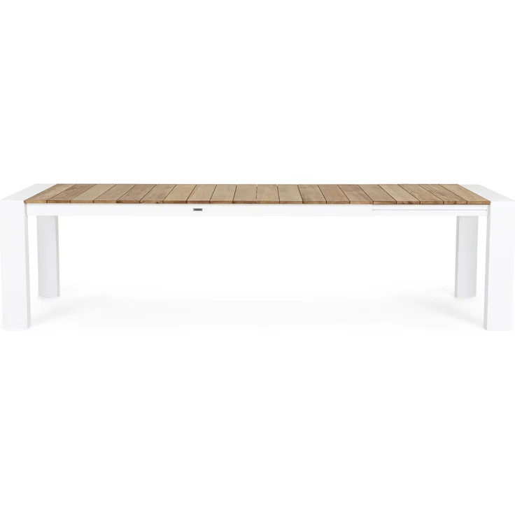 Gartentisch Cameron aus Teakholz und Aluminium, modern ausziehbar, weiß natur, für 10–12 Personen – Bild 2
