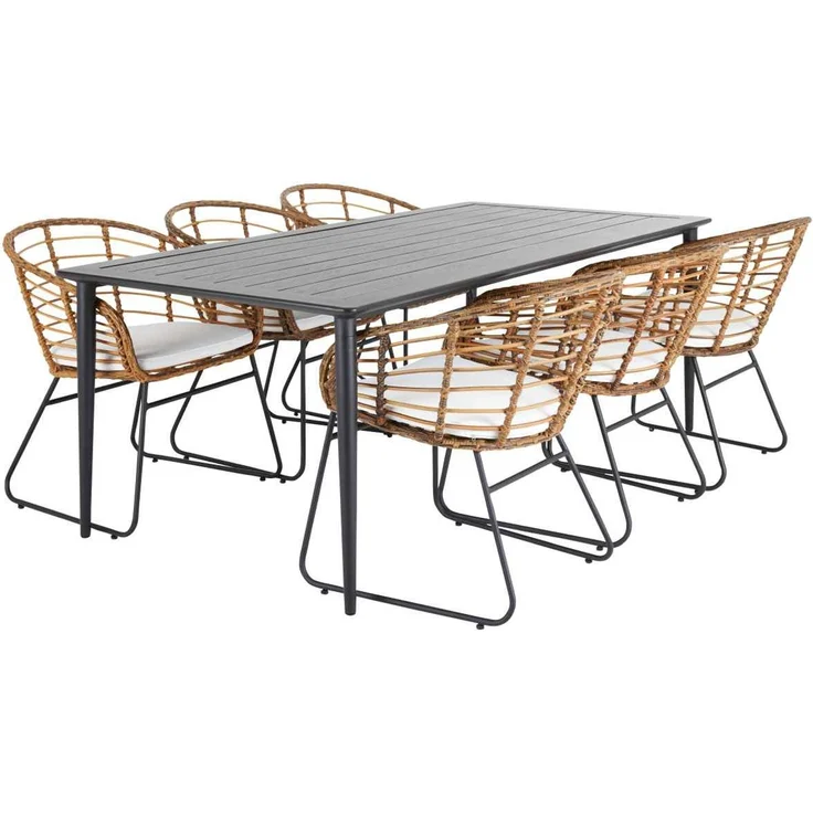 Gartenesstisch Nimes aus Aluminium, modern, schwarz, rechteckig, für 6–8 Personen – Bild 4