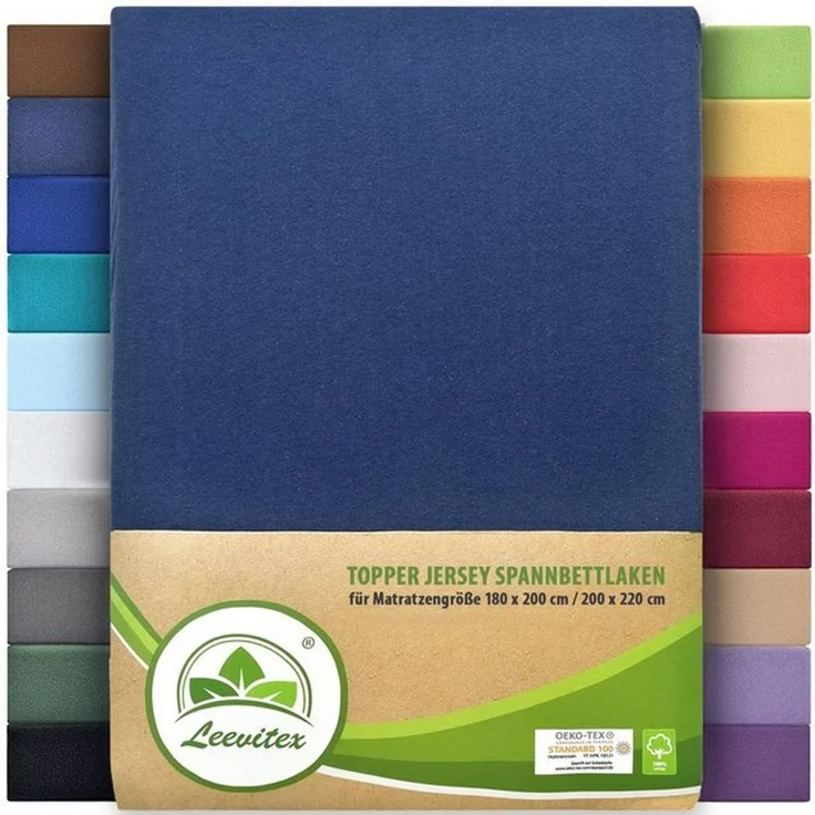 leevitex® Spannbettlaken Spannbettlaken Topperbezug Premium 170, Gummizug: rundum, extra schwere Ausführung, 180x200 - 200x220 cm, 100% Mako-Baumwolle – Bild 4