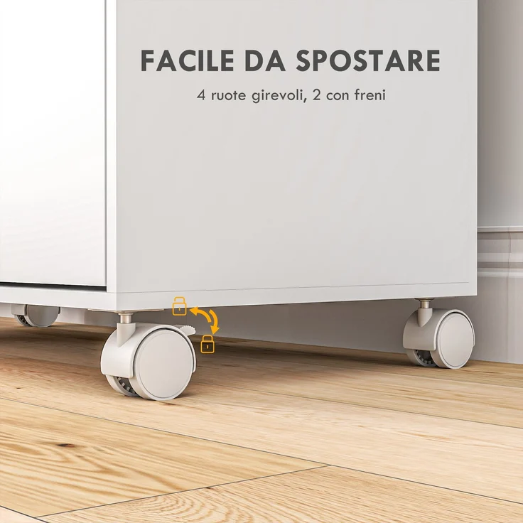 Mobiler Bügelständer mit Ablagefläche, 3 Würfelregalen und Führung, 127 x 42,5 x 99 cm, Weiß – Bild 8