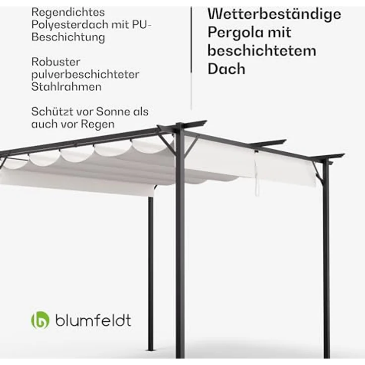 Blumfeldt Pavillon 3x3, Wetterfestes Polyesterdach, Pulverbeschichteter Stahlrahmen, Wasserdicht, Einfache Montage, Ganzjährig Nutzbar – Bild 2