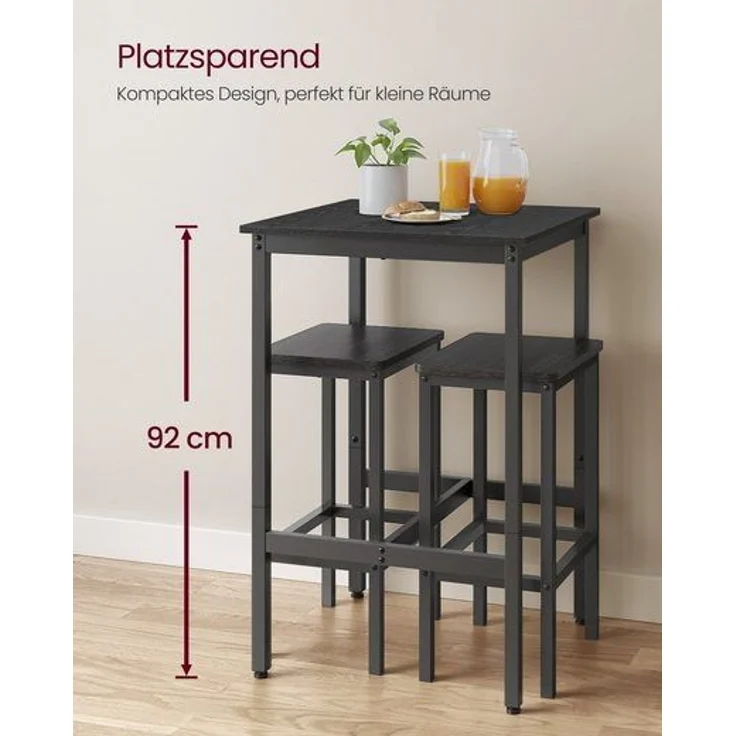 Songmics 'Vasagle' Bartisch hoch, mit Stahlgestell, Ebenholzschwarz-Schwarz, 60 x 60 x 92 cm – Bild 5