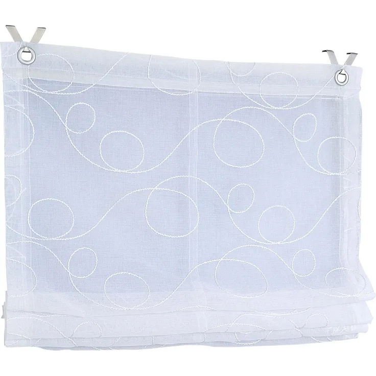 Kutti Raffrollo Jasmin, mit Hakenaufhängung, ohne Bohren, einfarbig, bestickt, matt, Polyester, pflegeleicht, mit Fensterhaken