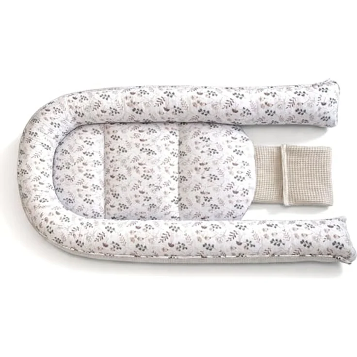Babynestchen Neugeborene – Nestchen Baby aus Waffel Baumwolle & Baumwollstoff – Babynest für Babybett & Kinderbett – Baby Kokon Tragbar – OEKO-TEX zertifiziert – Zubehör für Babybett - Zweige und Sand – Bild 5