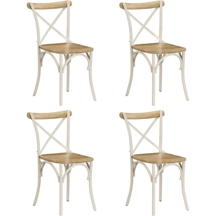 vidaXL Esszimmerstühle 4 Stk. Weiß Mango-Massivholz 278771