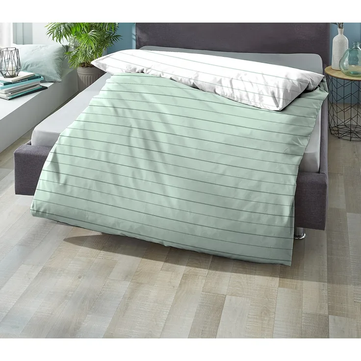 biberna Mako-Satin Bettwäsche STREIFEN - MIX & MATCH, , mint, 200x200 cm