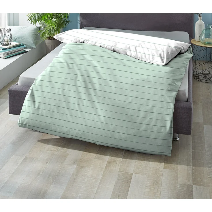biberna Mako-Satin Bettwäsche STREIFEN - MIX & MATCH, , mint, 200x200 cm – Bild 1