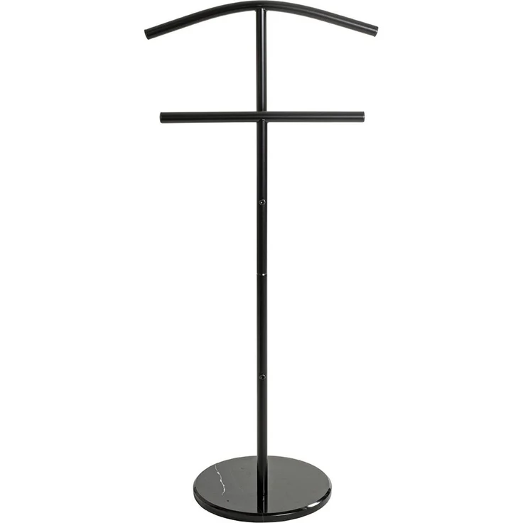 Haku Herrendiener Dressboy aus Stahlrohr schwarz pulverbeschichtet mit Marmorfuß, Anzugständer fürs Schlafzimmer, 48x30x105 cm – Bild 6