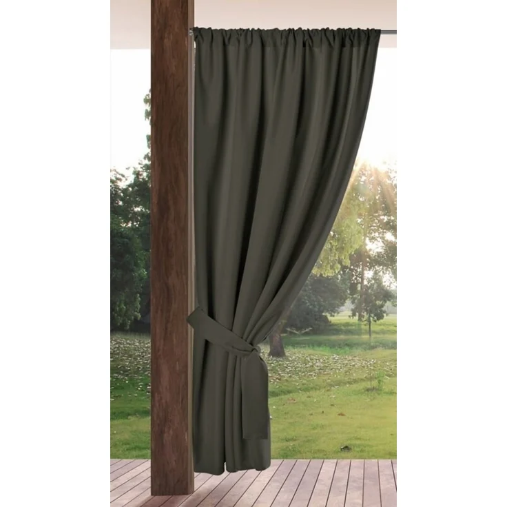 Terassenvorhang Outdoor Vorhang zum Garten Wasserfest graphit 155X200 Tunnelzug – Bild 2