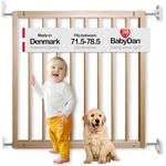BabyDan Aalborg, 71,5–78,5 cm, Basis-Treppengitter/Babygitter/Sicherheitsgitter, Holz, hergestellt in Dänemark – (Haustiergitter/Hundegitter)