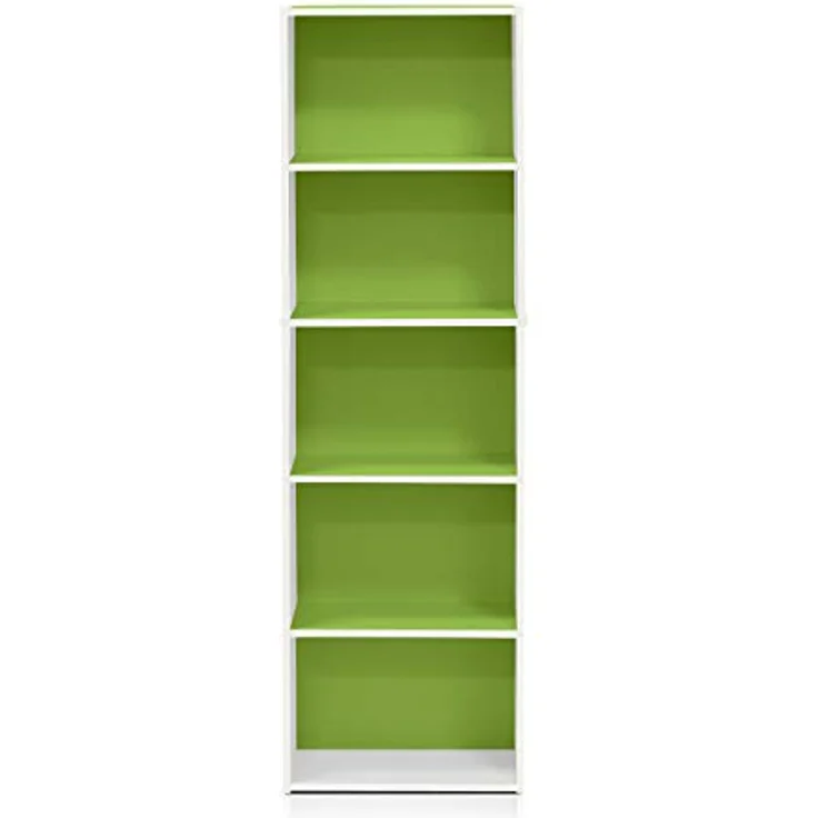 Furinno offenes Bücherregal mit 5 Fächern, holz, Weiß/Grün, 40. 1x23. 9x132. 1 cm – Bild 8