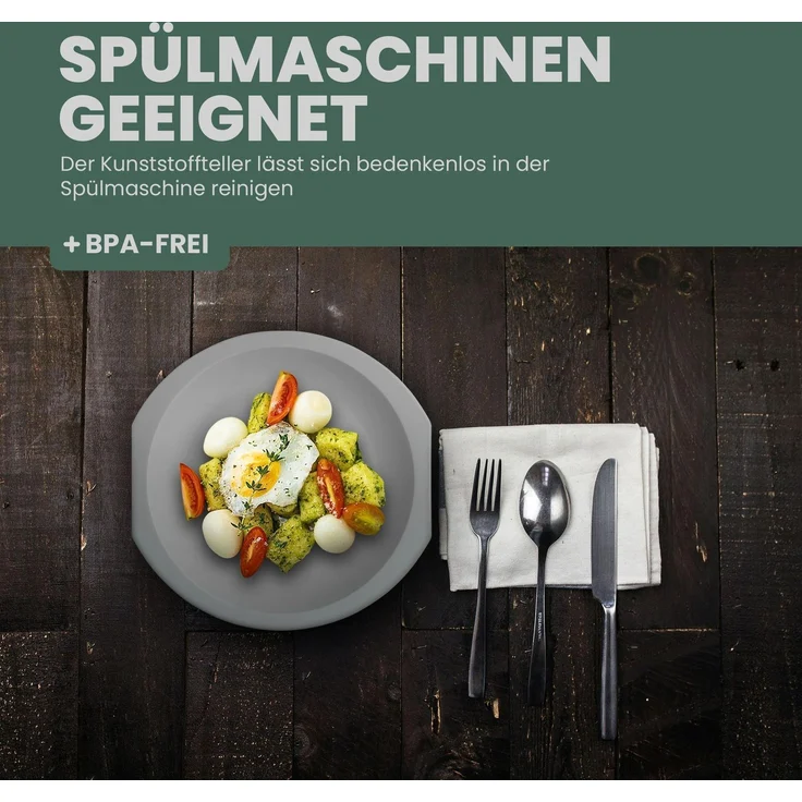 Geschirr Set BPA Frei Grau 30-teilig 6 Personen – Bild 8