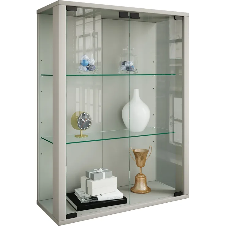 VCM Wandvitrine Udina 904123 Silber H. 80 x B. 60 x T. 25 cm