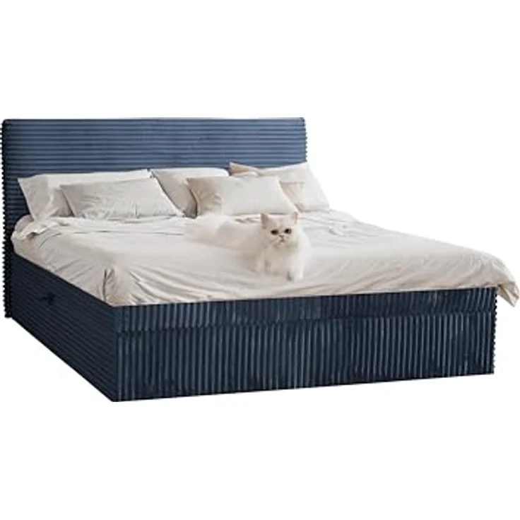 Kaiser Möbel Boxspringbett Trento, mit Bettkasten und Topper, 120x200 cm, Dunkelblau, H3 – Bild 3