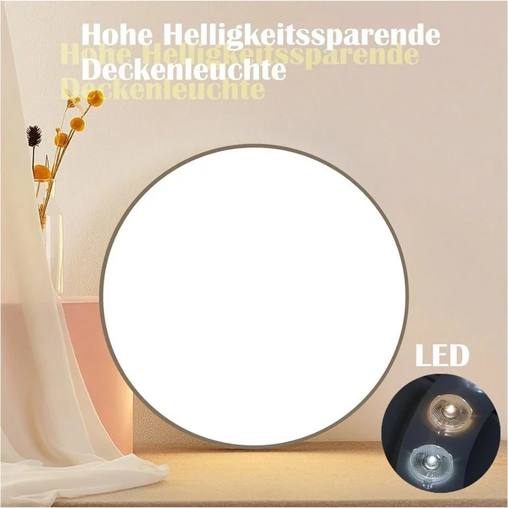 Nettlife LED Panel Schwarz/weiß flach rund Dimmbar Deckenleuchte inkl. Fernbedienung, LED fest integriert, Warmweiß, Neutralweiß, Kaltweiß, für Wohnzimmer Küche Schlafzimmer Büro – Bild 1