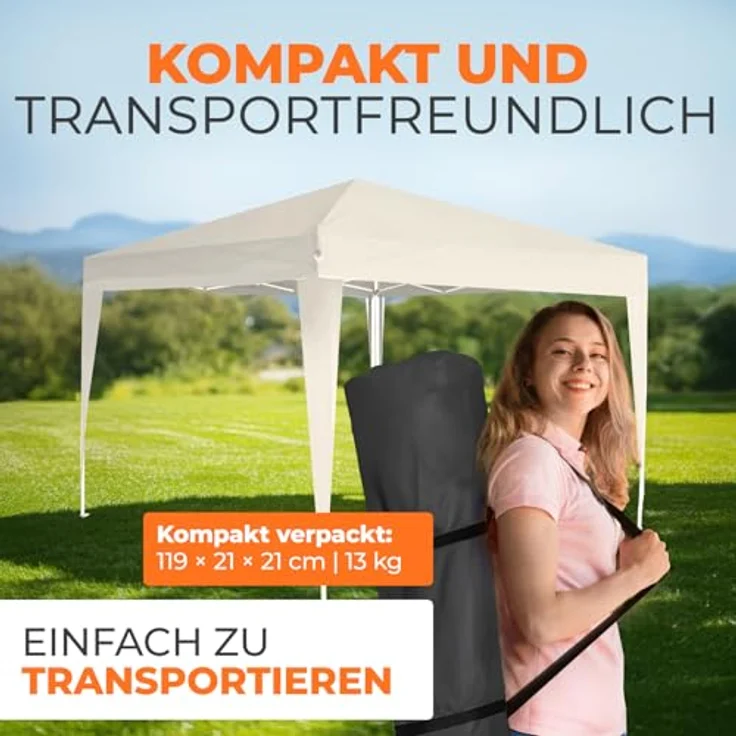 Faltpavillon 3x3 m - wasserdicht - ohne Seitenteile, champagner – Bild 7